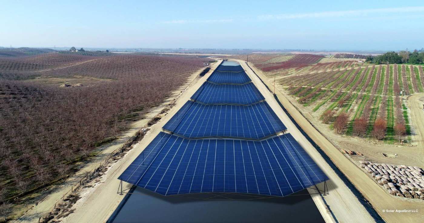 ☀ Solar panels over a canal should provide energy and save water